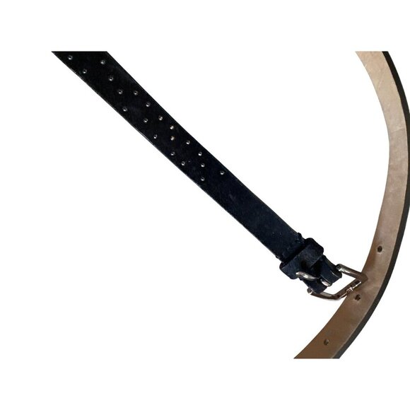 J. Crew Black Genuine Leather Studded Belt With Silver Buckle Small - Picture 2 of 4